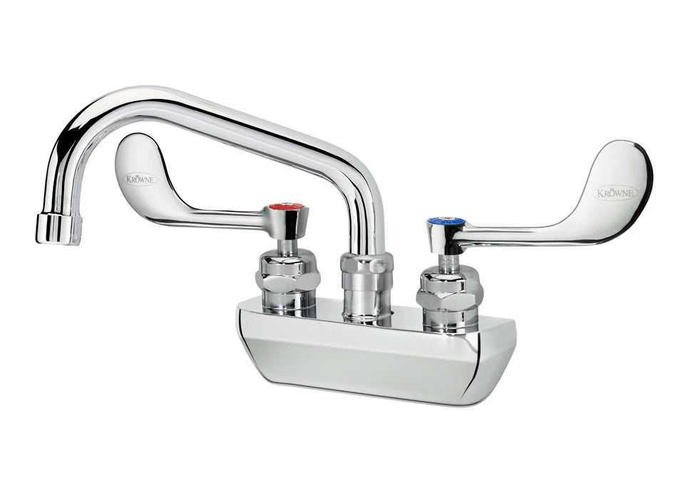 Krowne 14-406L-L-E6, Royal Series 4" Center Wall Mount Faucet with 6" Spout & Vandal Resistant Wrist Blades Handles