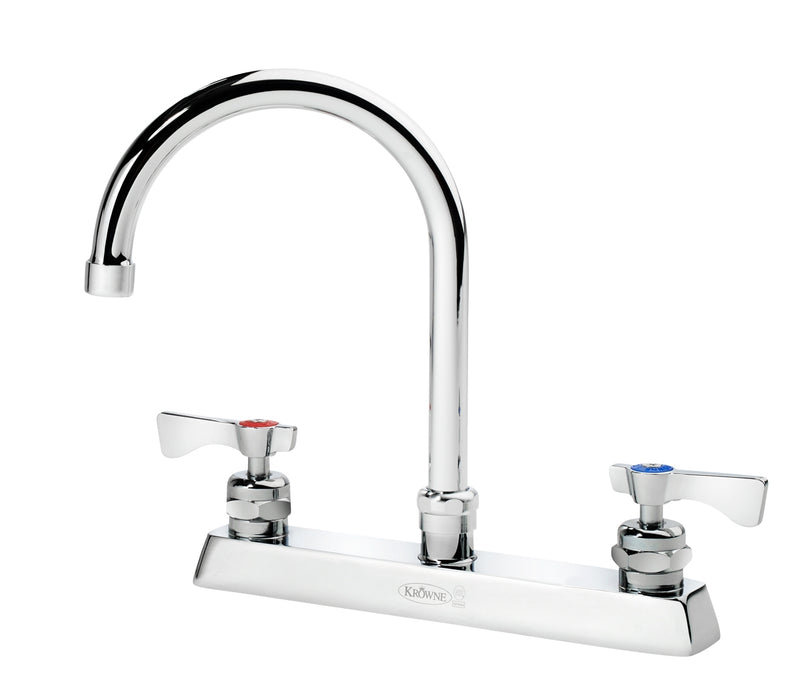 Krowne 15-501L, Royal Series 8" Center Deck Mount Faucet with 6" Wide Gooseneck Spout,
