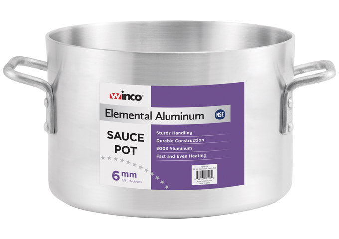 Winco ASHP-34, Elemental Aluminum Sauce Pot, 6mm, 34 Quart