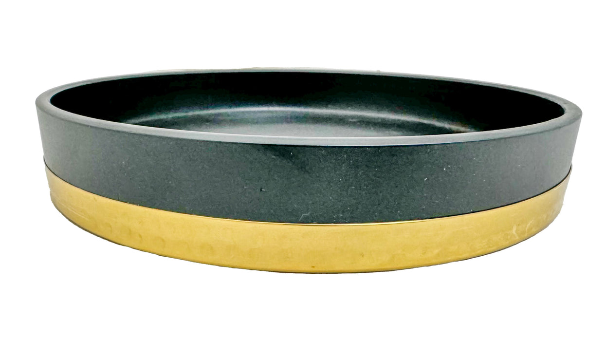 Round Cast Aluminum Round Platter with Brass wooden Underliner- 8 Inch