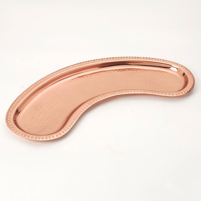 Copper Plated Hammered Curved Moon Tray Plate - 15 inch wide x 4.75 inch Deep