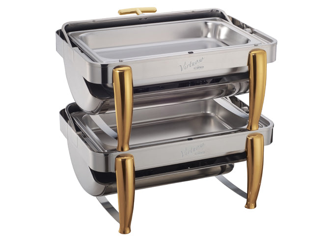 WINCO Stainless Steel Virtuoso Oblong Roll Top Chafer 101A- 8 Qt.