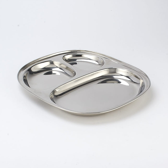 Stainless Steel Round 3 compartment serving platter 9.5 inch
