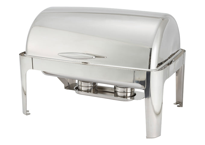 WINCO Madison Stainless Steel Full Size Roll Top Chafer- 8 Qt.