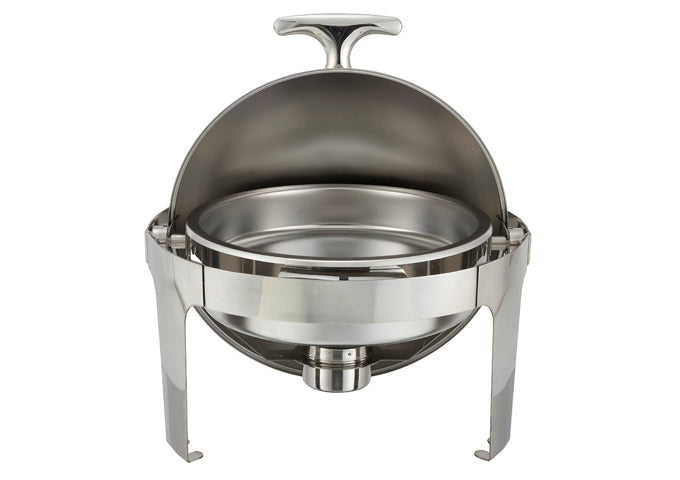 WINCO Madison Collection Stainless Steel Round Roll Top Chafer - 6 Qt.