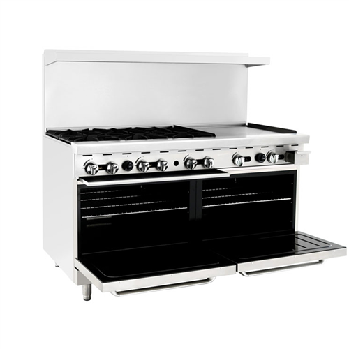 ATOSA AGR-6B24GR, 60-Inch (152.4 cm) 6 Burners Heavy Duty Gas Range with 24-Inch Right Griddle and Single Oven