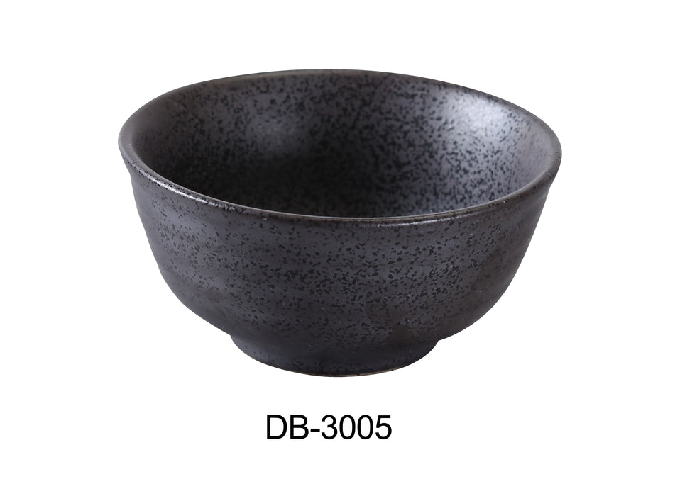 Yanco DB-3005 Diamond Black 4 1/2" x 2 1/4" Rice Bowl, 10 Oz, China, Matte Glaze, Black, Pack of 36