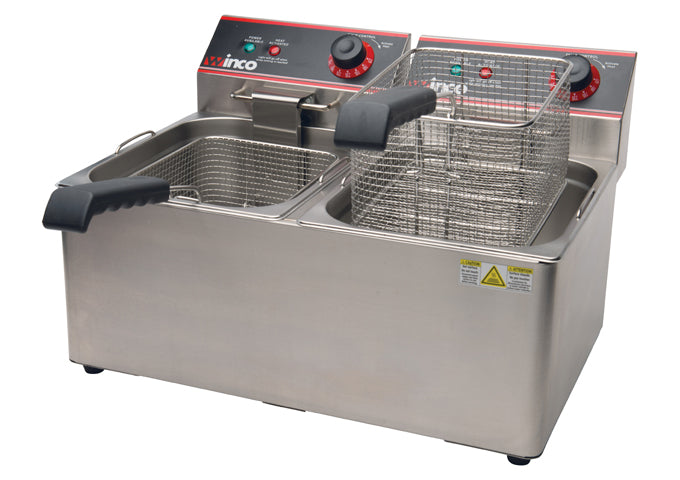 Winco EFT-32 Electric Deep Fryer, Double Well, Stainless Steel