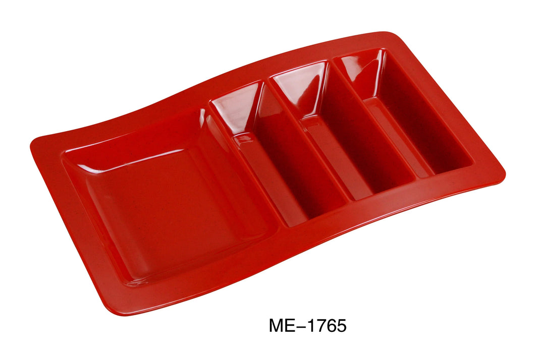 Yanco ME-1765 Mexico Stackable Taco Plate, 14 3/4″ X 8 3/4″ X 1 3/4″, Melamine, Red Color with Black Speckle, Pack of 12