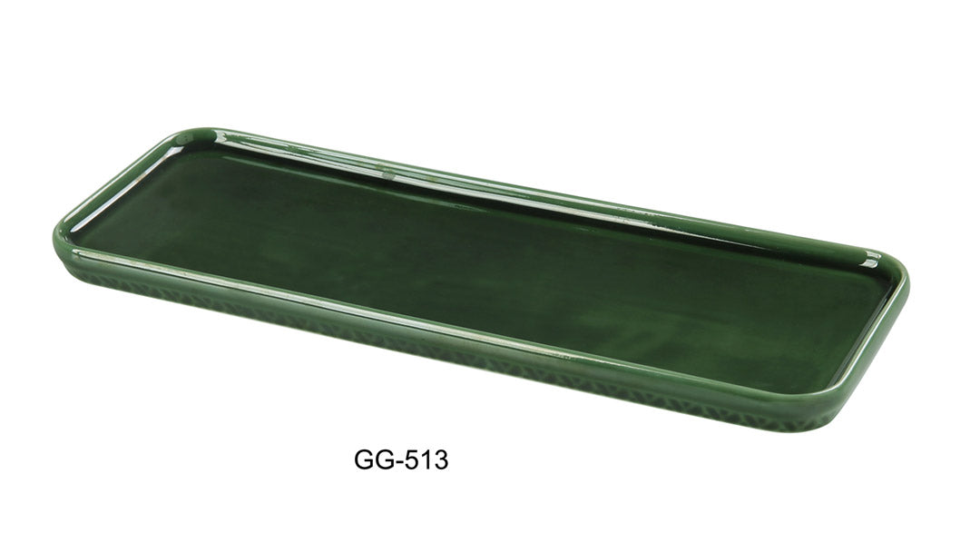 Yanco GG-513 13 1/2″ X 4 3/4″ X 3/4″ RECTANGULAR PLATE Ceramic Green Gem Dinner Plate, Pack of 24, Chinaware