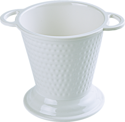 Melamine Bucket Bowl, 6 inch, 17.5 Oz. White, 12/Case, Dotted Pattern, Serving