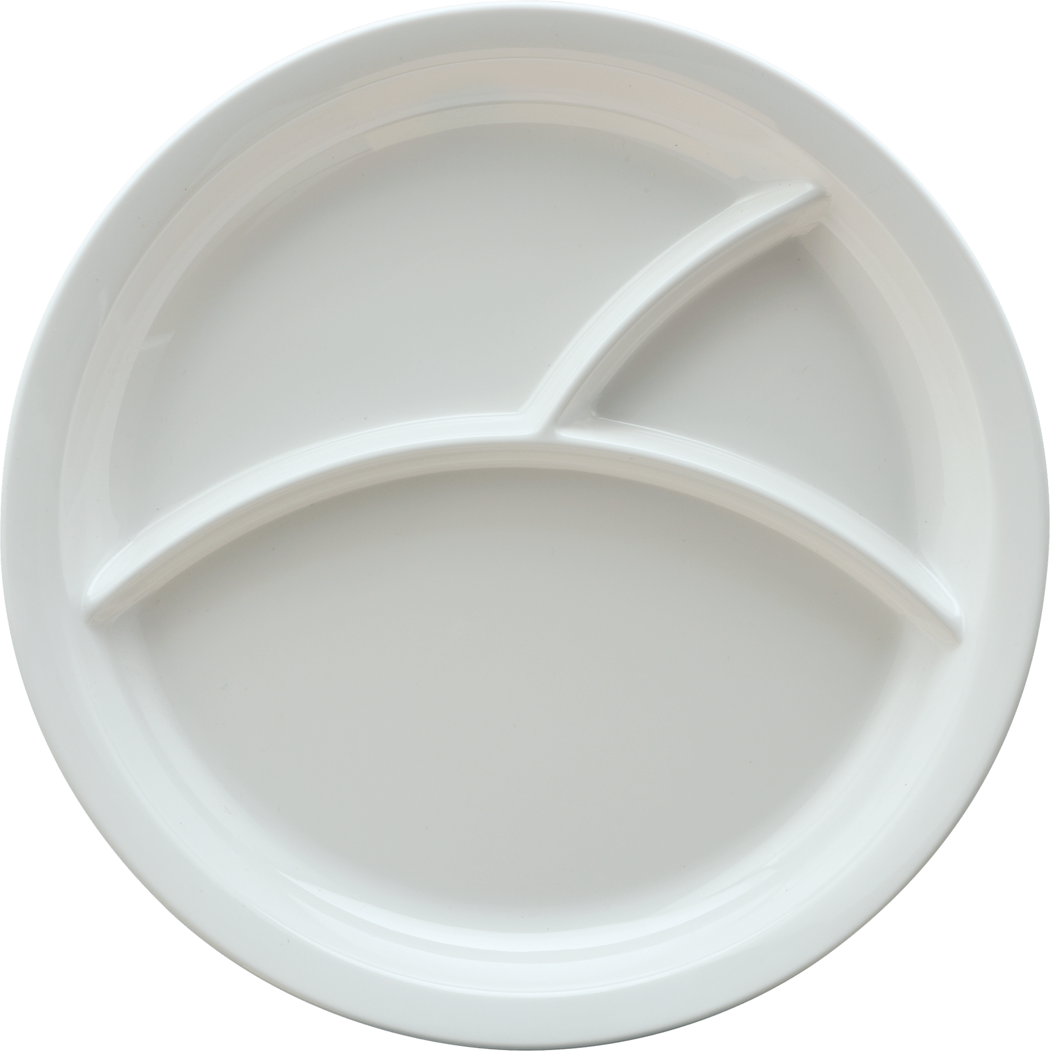 Melamine Divided Plate Round White, Pack of 6, Dia 10 Inch or