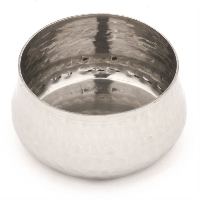 Hammered Stainless Steel Curved Katori Bowl - 5 Oz. (148 ml)