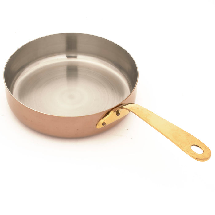 Stainless Steel Rose Gold Fry Pan serving bowl with Brass Handle - 20 Oz.