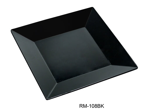 Yanco RM-108BK Rome Square Plate, 8" Length, 8" Width, Melamine, Black Color, Pack of 48
