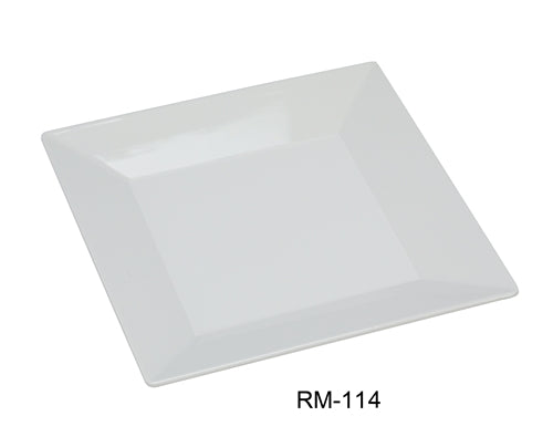 Yanco RM-114 Rome Square Plate, 14" Length, 14" Width, Melamine, White Color, Pack of 12
