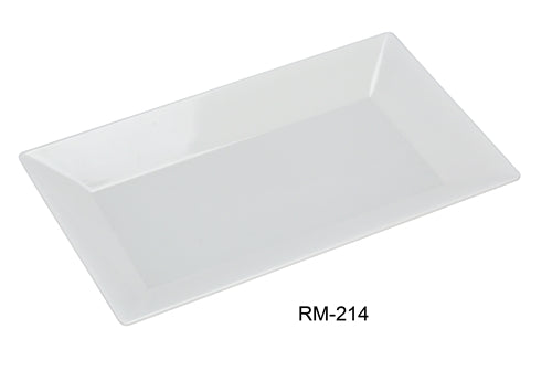 Yanco RM-214 Rome Rectangular Plate, 14" Length, 8" Width, Melamine, White Color, Pack of 12