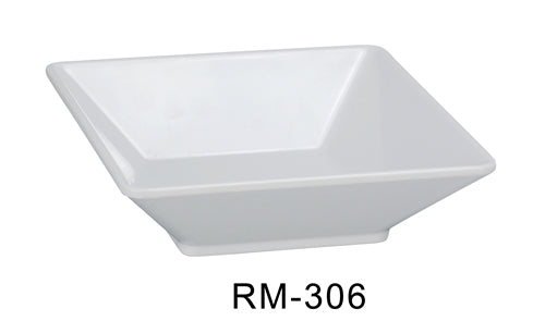 Yanco RM-306 Rome Square Deep Plate, 14 oz Capacity, 6" Length, 6" Width, 1.75" Height, Melamine, White Color, Pack of 48