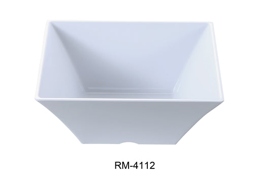Yanco RM-4112 Rome 12" Square Bowl, 8 qt Capacity, 5.5" Height, Melamine, White Color, Pack of 6