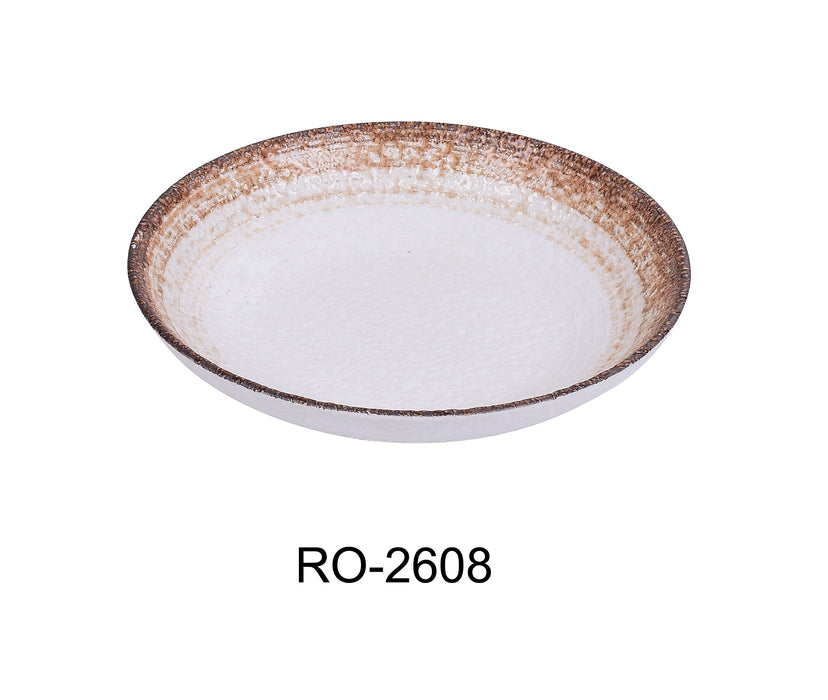 Yanco RO-2608 ROCKEYE-2 8" x 1 1/2" Salad/Soup Plate, 20 Oz, China, Round, White & Brown, Pack of 24