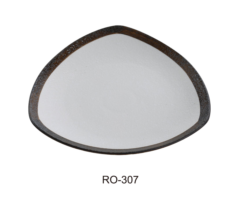 Yanco RO-307 ROCKEYE 7" Triangle Plate, China, White & Brown, Two-Tone, Pack of 36