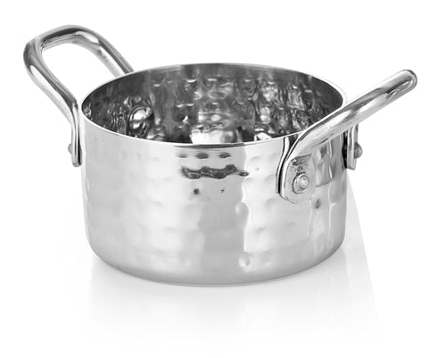 Hammered Stainless Steel Mini Sauce Pan Serving Bowl - 5.5 Oz. (160 ml)