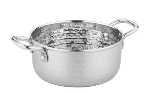 Servingware Indian Style Hammered Stainless Steel Sauce Pan serving bowl - 15 Oz.