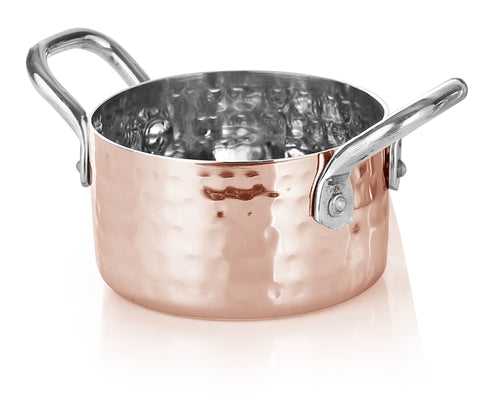 Hammered Stainless Steel Copper Mini Sauce Pan- 7 Oz.
