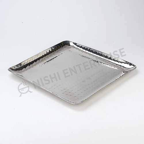 Square Hammered Stainless Steel Platter 12 inch