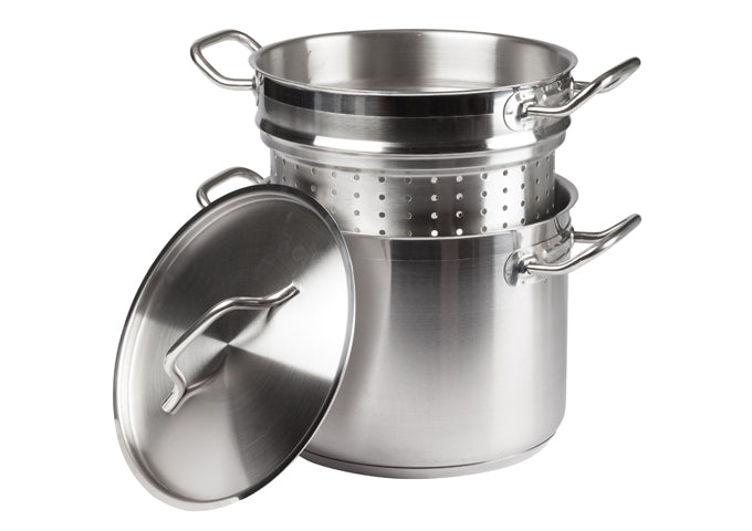 Winco SSDB-8S  8 Qt Stainless Steel Steamer/Pasta Cooker