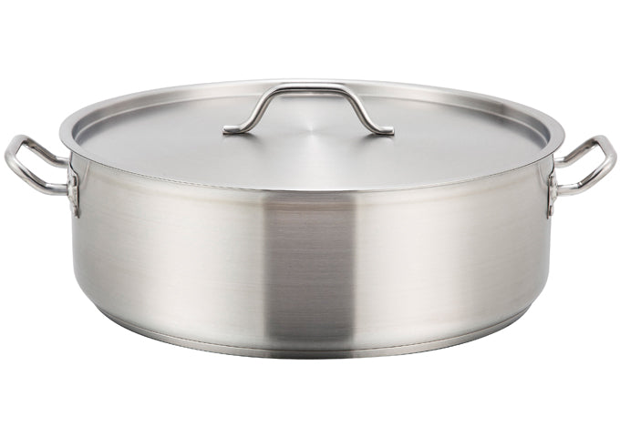 Winco SSLB-30 Stainless Steel Brazier with Cover- 30 Quarts