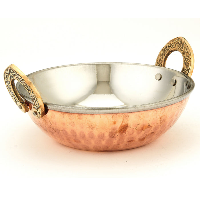 Copper and Stainless Steel Kadai Serving Bowl - 6 Oz.