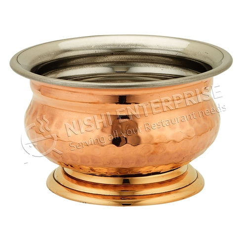 Copper/Steel Handi serving Bowl with brass Base - 16 Oz.