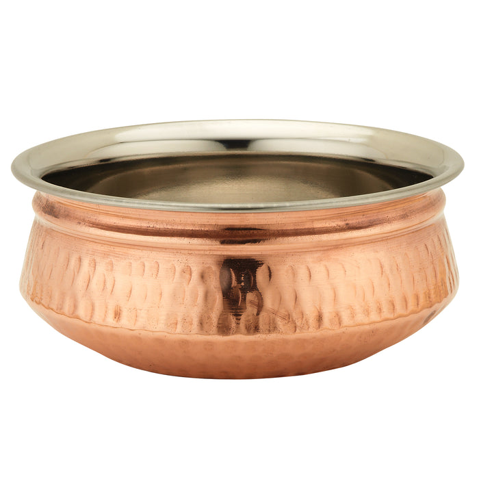 Elegant Large Copper and Stainless Steel Haandi Serving Bowl (67 oz.)