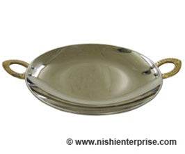 Indian Style Handmade Round Serving Platter Copper/Steel Tava - 10 Inch