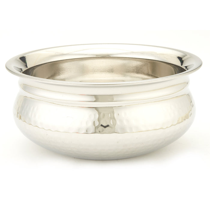 Handi - Indian Tureen Serving Bowl - Moroccan Hand Hammered Stainless Steel - Choose Size