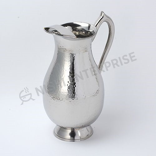 Hammered Stainless Steel Surahi Style Water Pitcher 72 Oz.