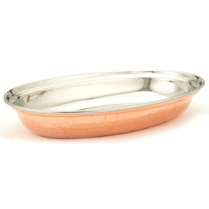 Versatile Stainless Steel and Copper Au Gratin Oval Serving Dish- 12 Oz.