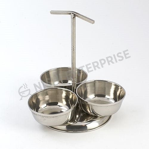 Stainless Steel Pickle Stand - 3 Bowls