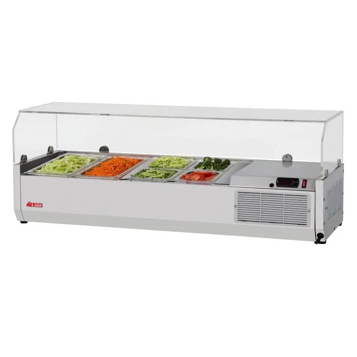 Turbo Air CTST-1200G-13-N 47" E-Line Stainless Steel Countertop Refrigerated Prep Rail with Sneeze Guard