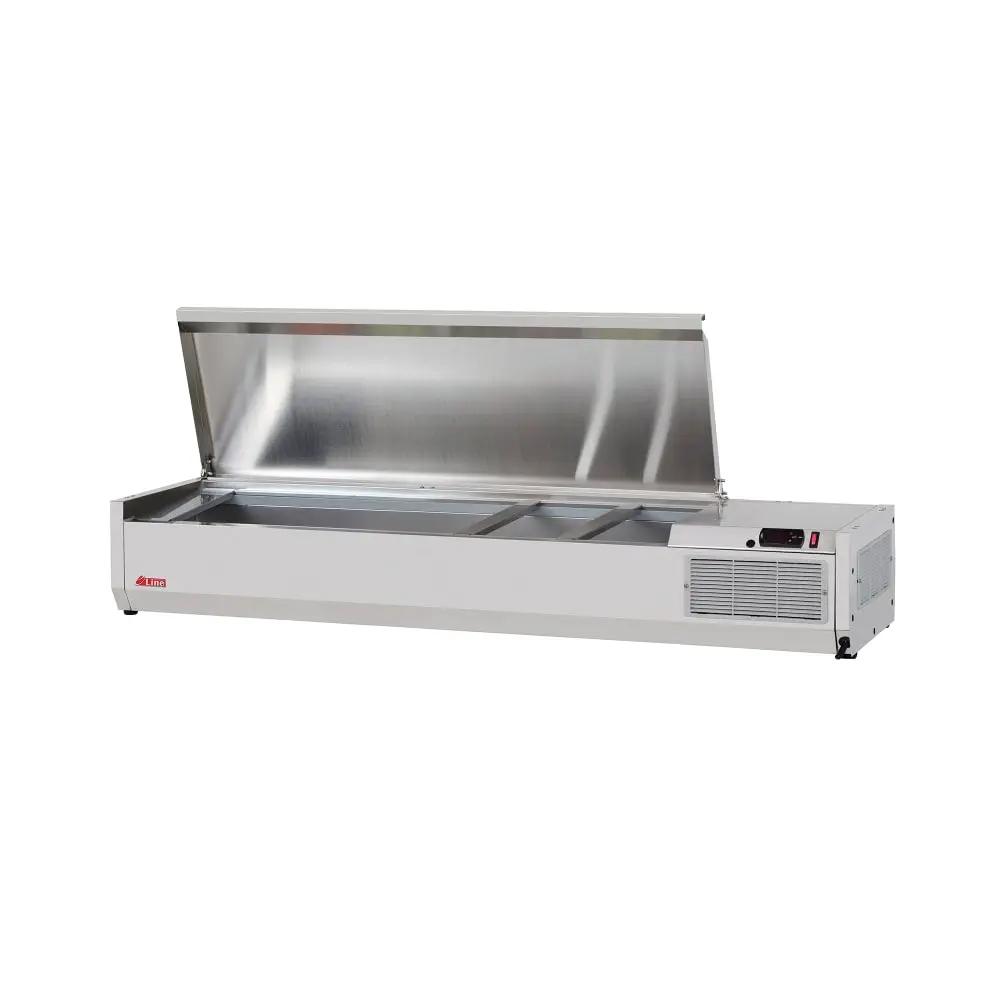 Turbo Air CTST-1500-13-N 59" E-Line Stainless Steel Countertop Refrigerated Prep Rail with Hinged Lid