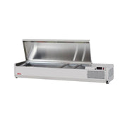 Turbo Air CTST-1500-13-N 59" E-Line Stainless Steel Countertop Refrigerated Prep Rail with Hinged Lid