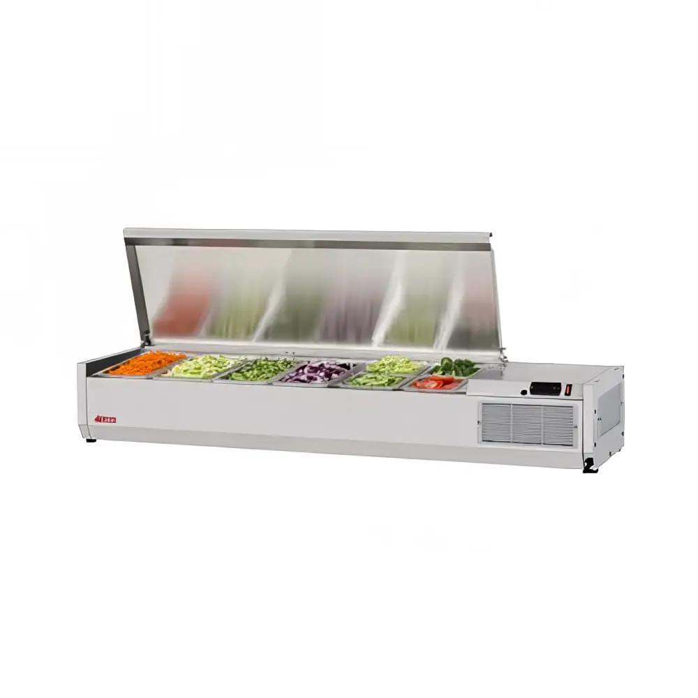 Turbo Air CTST-1500-13-N 59" E-Line Stainless Steel Countertop Refrigerated Prep Rail with Hinged Lid