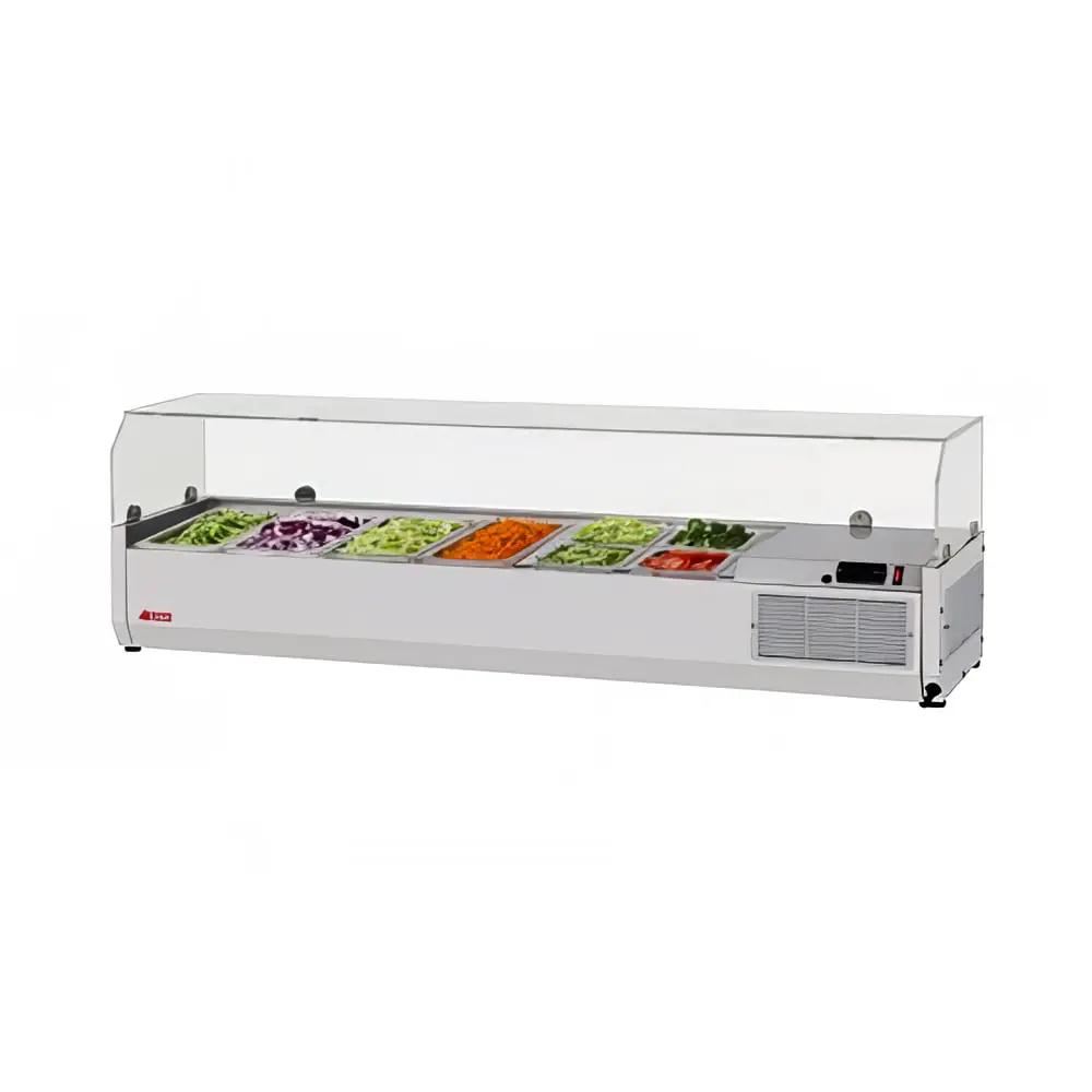 Turbo Air CTST-1500G-N 60" E-Line Countertop Refrigerated Prep Rail with Sneeze Guard