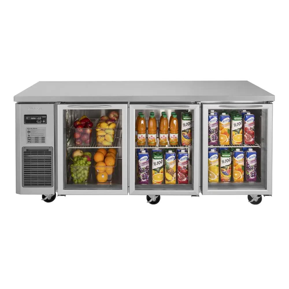 Turbo Air JUR-72-G-N 70-7/8" 3-Section Undercounter Refrigerator with Glass Doors (115V)