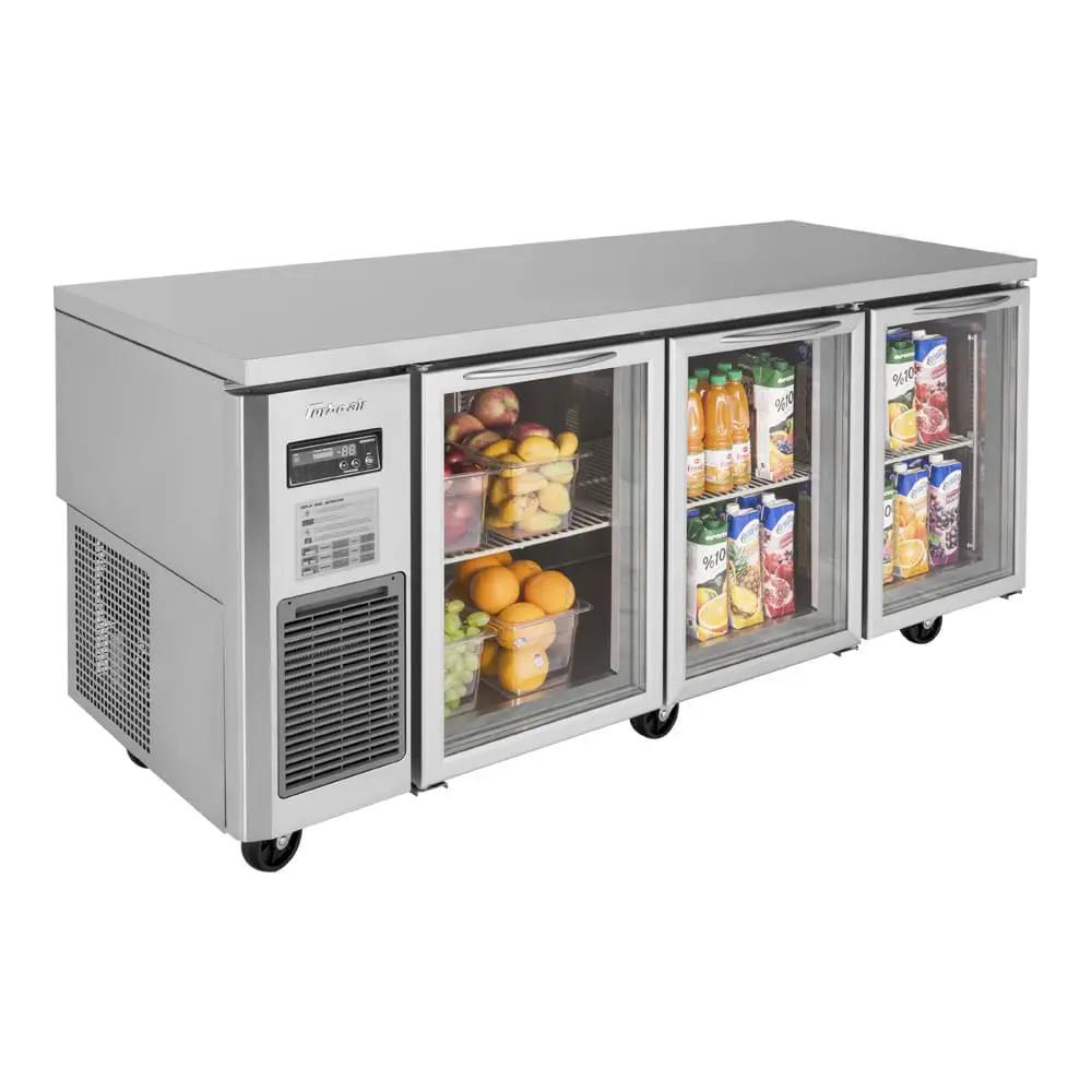 Turbo Air JUR-72-G-N 70-7/8" 3-Section Undercounter Refrigerator with Glass Doors (115V)