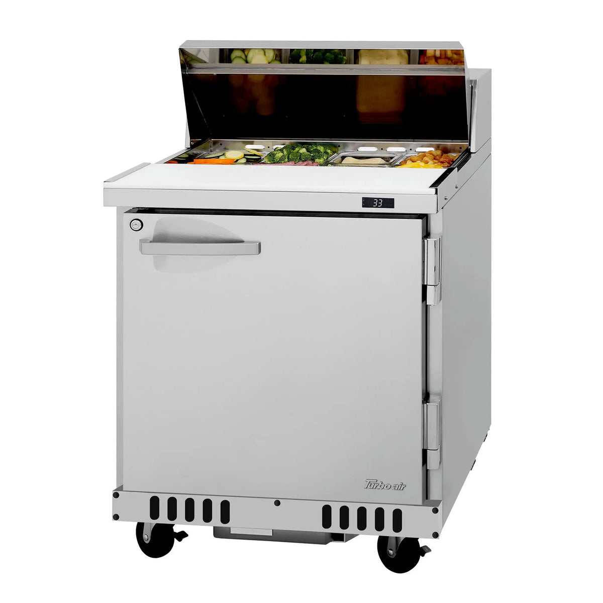 Turbo Air PST-28-FB-N-L 27 1/2" PRO Series Sandwich/Salad Prep Table w/ Refrigerated Base, 115v by Turbo Air (turbo-air-pst-28-fb-n-l-27-1-2-pro-series-sandwich-salad-prep-table-w-refrigerated-base-115v)