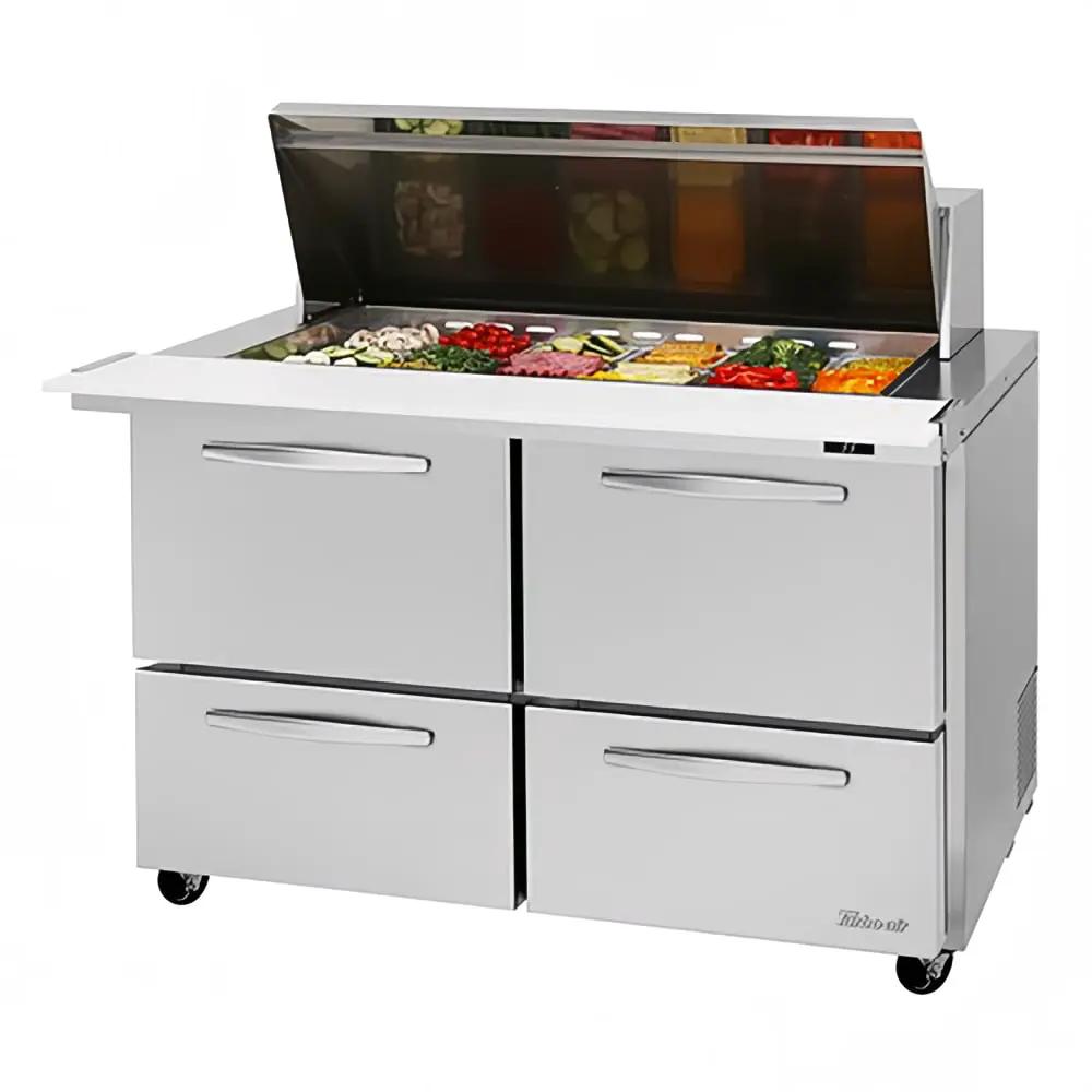 Turbo Air PST-48-18-D4-N PRO Series 48" Mega Top Sandwich & Salad Prep Table with Refrigerated Base (115v)