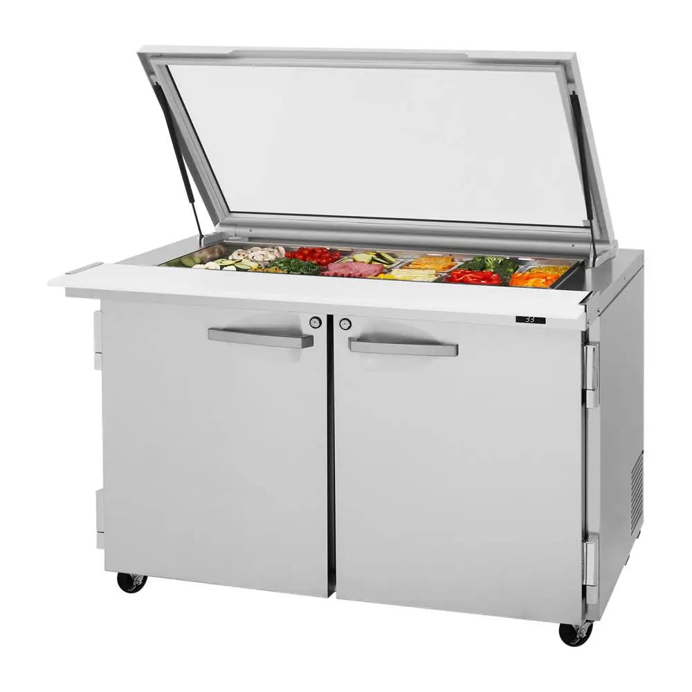 Turbo Air PST-48-18-N-GL 48" Mega Top Prep Table: Stainless Steel, Refrigerated Base, Glass Lid
