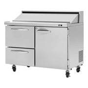 Turbo Air PST-48-D2R-N 48" Refrigerated Sandwich & Salad Prep Table with (2) Drawers & (1) Door